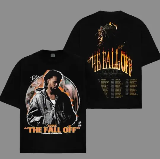 Discover J Cole The Fall-Off World Tour 2026 short sleeve black 2 side Shirt