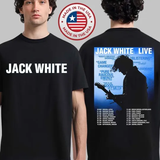 Discover JackWhite Live In Europe 2026 Tour Schedule Dates T-Shirt