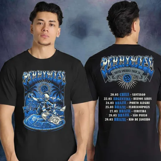 Discover Pennywise Latin American Tour 2026 Dates Double Sided Unisex T-Shirt