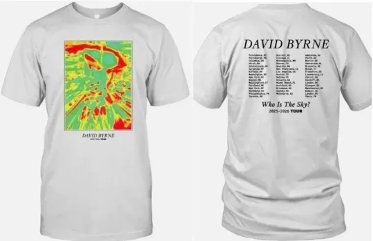 David Byrne Who Is The Sky 2025 2026 Tour T shirt Full Size PA651