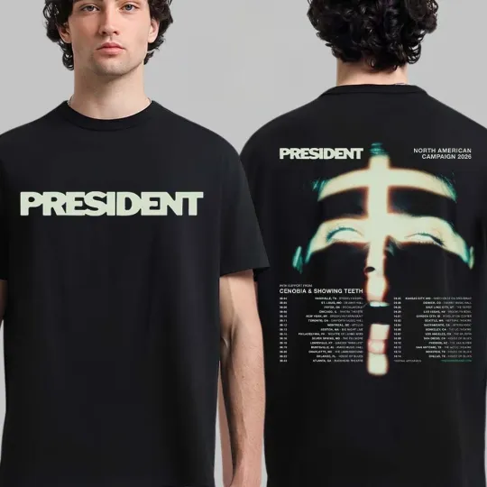 Discover President Band Tour 2026 Graphic T-Shirt Dark Aesthetic Concert T-Shirt
