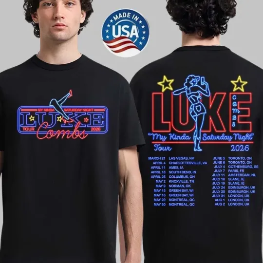 Discover Lukee Comb My Kinda Saturday Night Tour 2026 Neon Girl Light Tour Unisex T-Shirt