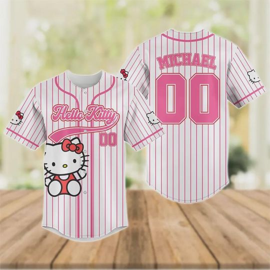 Discover Personalized Hello Kitty Baseball Jersey Shirt, Hello Kitty Lover Baseball Jersey for Fan Baseball Shirt