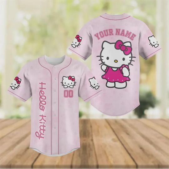 Discover Personalized Hello Kitty Baseball Jersey Shirt, Hello Kitty Lover Baseball Jersey for Fan Baseball Shirt