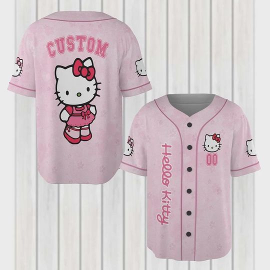 Discover Personalized Hello Kitty Baseball Jersey Shirt, Hello Kitty Lover Baseball Jersey for Fan Baseball Shirt