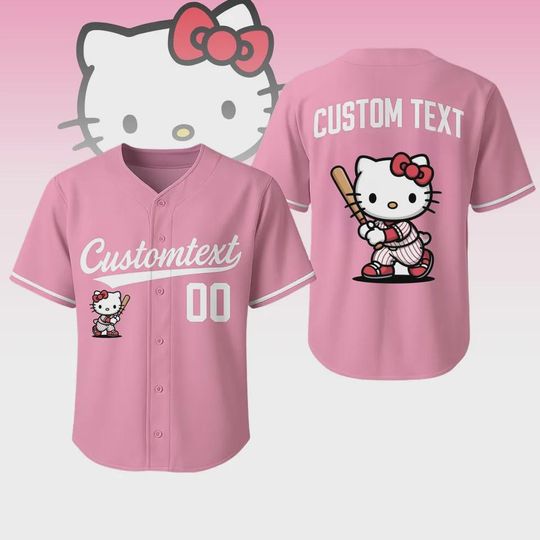 Discover Personalized Hello Kitty Baseball Jersey Shirt, Hello Kitty Lover Baseball Jersey for Fan Baseball Shirt