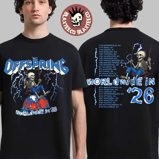 Discover The Offspring Supercharged Worldwide Swinging Skeleton 2026 Tour T-Shirt TU709