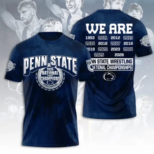 Discover State Nittany Lions Wrestling 2026 National Champions 3D Apparel