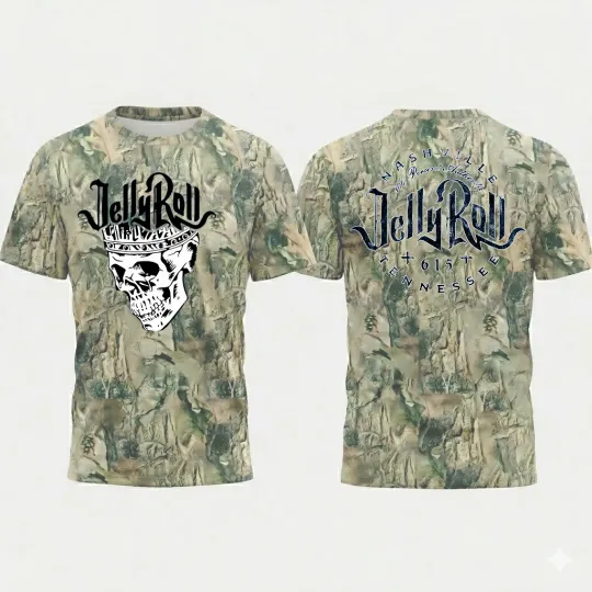 Discover Jelly Roll The Cloud 9 Tour 2026 Merch Camo All Over Shirt - Full Size