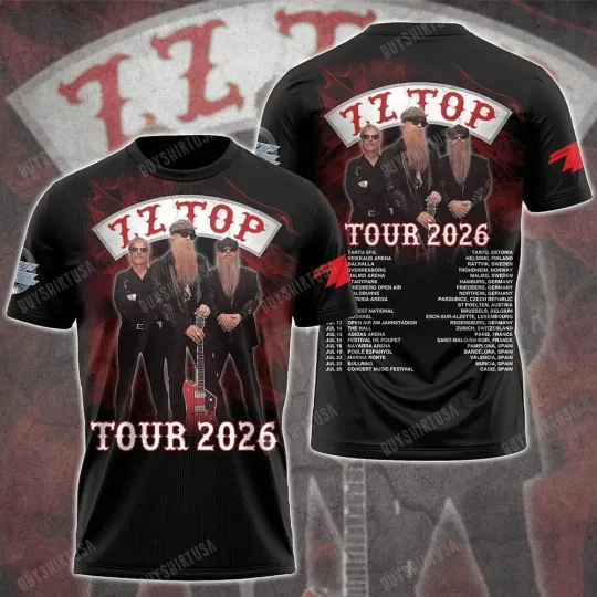 Discover ZZ Top Tour 2026 Schedule Dates 3D T Shirt Full Size S-5XL TU71