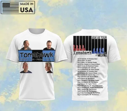 Discover Tomahawk Band 2026 Us Tour 3D T-shirt Unisex Cotton All Sizes D487