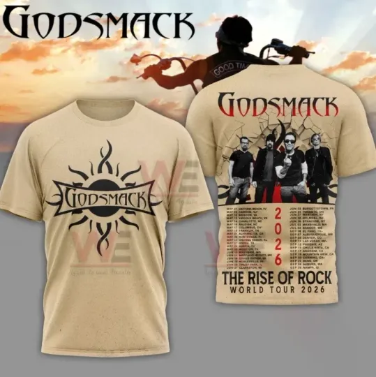 Discover Godsmack 2026 The Rise Of Rock World Tour 2026 3D T-Shirt BO2842