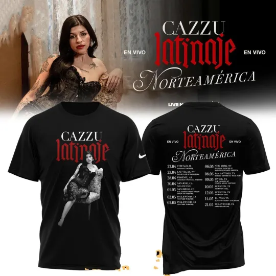 Discover Cazzu Tour Latinaje 2026 Nortea America 3D T-Shirt S-5XL BO2844