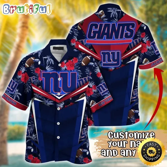 Discover Customized New York Giants Summer Football Aloha Hawaiian Shirt