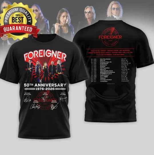Discover Foreiger 50th Anniversary 2026 Tour 3D T-Shirt BO2839