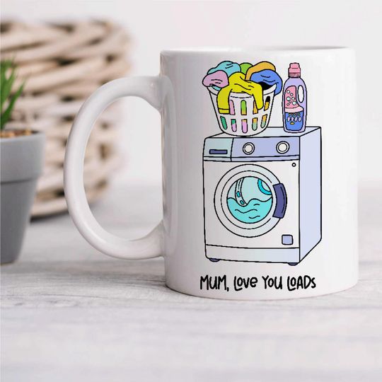 Discover Novelty Mug 'Love You Loads Mum' Ceramic Washing Cup, Gift for Mother's Day, Birthday, Christmas