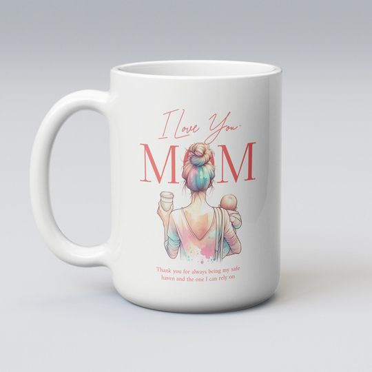 Discover I Love You Mom Mug  Pastel Watercolor Art Coffee Cup