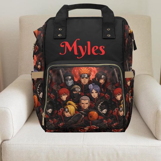 Akatsuki Anime Diaper Backpack for Boys, Personalized Baby Gift, Baby Boy Backpack, New Mom Gift