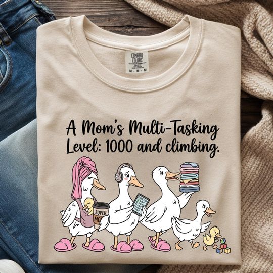 Discover Funny Mom Duck Shirt, Tired Mom Tee, Busy Mom Life Chaos, Multitask Mama Gift, Cute Motherhood Humor T-Shirt
