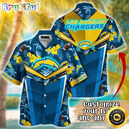 Discover Customized Los Angeles Chargers Summer Football Aloha Hawaiian Shirt