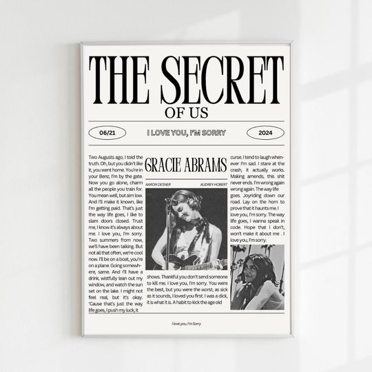 Discover I Love You, I'm Sorry Poster - Gracie Abrams - Digital Print - The Secret of Us