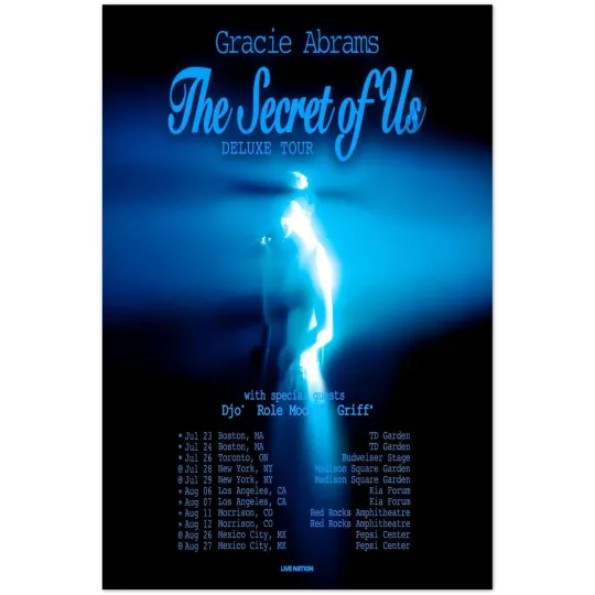 Discover Gracie Abrams The Secret of Us Deluxe Tour Vertical Poster 2025