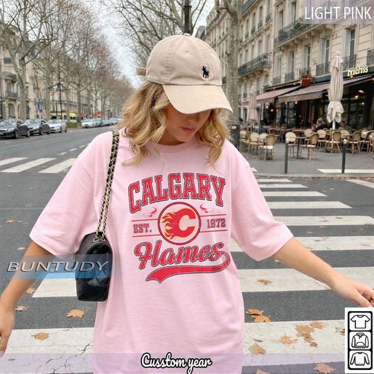 Discover Vintage Calgary Flames Hockey T-shirt, Calgary Crewneck, Retro Flames Hockey Shirt, Unisex