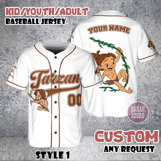 Discover Custom Tarzan Baseball Jersey, Disney Tarzan Jersey Shirt, Disney Tarzan Baseball Family Matching