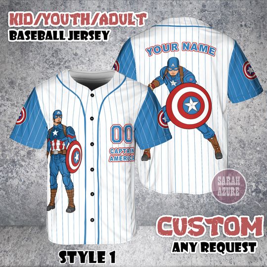 Custom Marvel Captain America Baseball Jersey, Disney The Avengers Baseball Fan Lover Gift