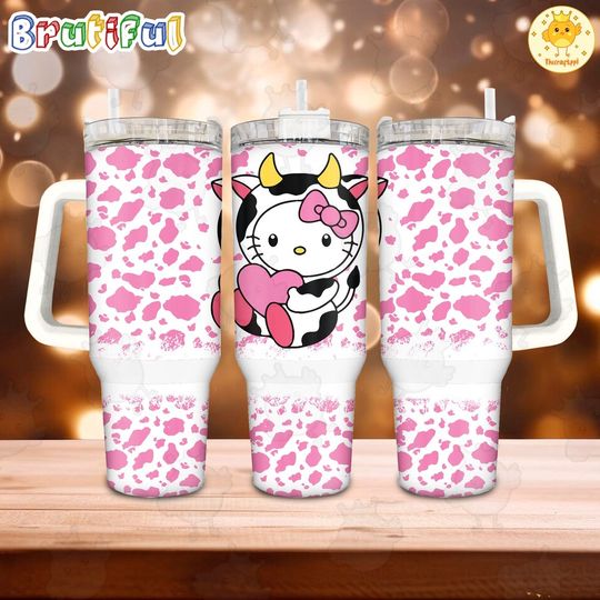Discover Hello Kitty Cowprint Cartoon 40oz Tumbler With Handle