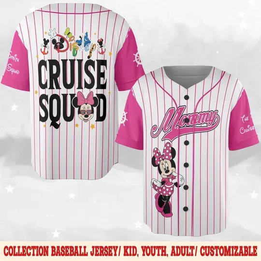 Discover Disney Cruise Squad Baseball Jersey, Mickey & Friends Family Matching Jersey, Custom Name Disney Cruise Shirt for Adults, Kids