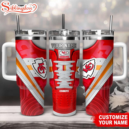 Custom Name Kansas City Chiefs Sneaker football Tumbler 40Oz Handle