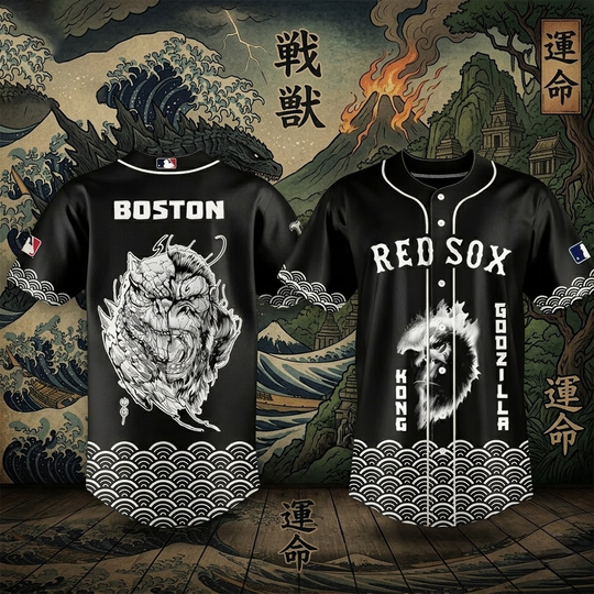 Boston Red Sox god zilla And Kong Baseball Jersey 2026