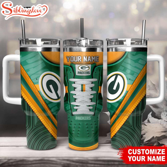 Custom Name Green Bay Packers Sneaker football Tumbler 40Oz Handle