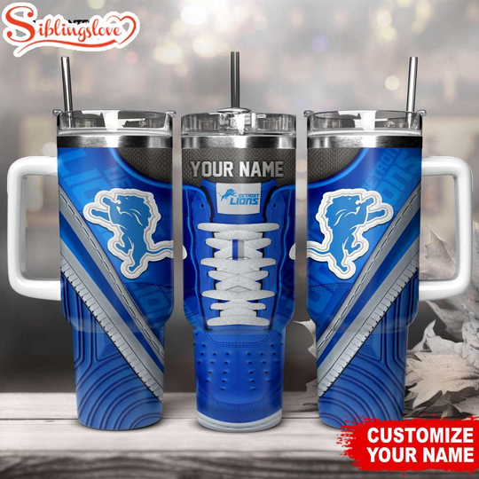 Discover Custom Name Detroit Lions Sneaker football Tumbler 40Oz Handle