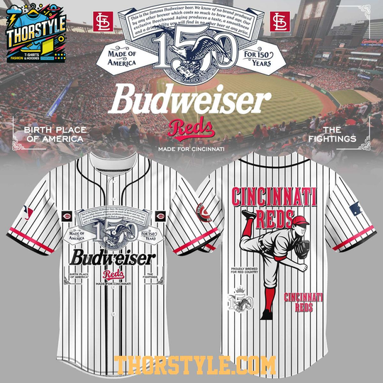 Cincinnati Reds Budweiser 150 Years 2026 Baseball Jersey