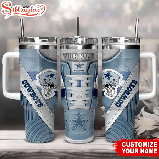 Custom Name Dallas Cowboys Sneaker football Tumbler 40Oz Handle