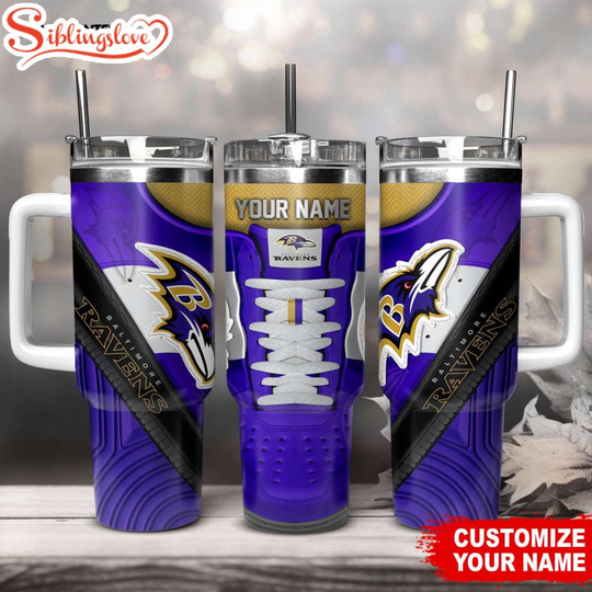 Custom Name Baltimore Ravens Sneaker football Tumbler 40Oz Handle