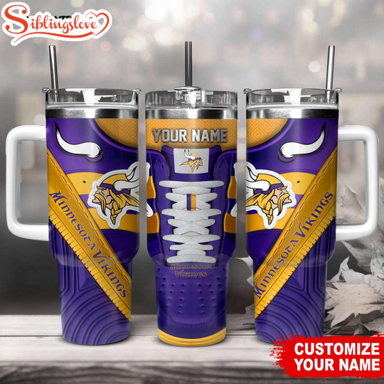 Custom Name Minnesota Vikings Sneaker football Tumbler 40Oz Handle