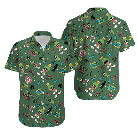 Marvin the Martian Hawaiian Button Down Shirt