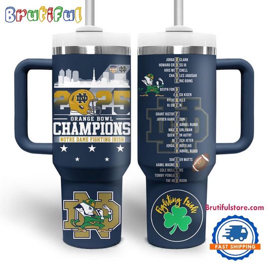 Discover ND Fighting Irish 2025 Bowl Champions 40oz Tumbler With Handle