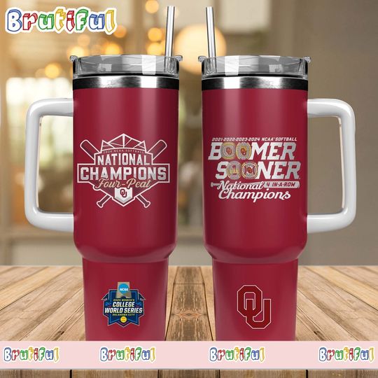 Oklahoma Sooners Four Peat NCAA Softball 40oz Tumbler With Handle
