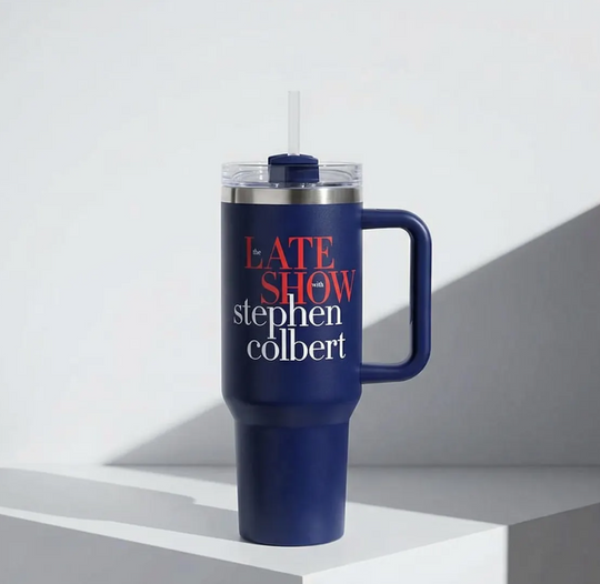 Discover The Late Show With Stephen Colbert Tumbler, 2026 40oz Tumbler With Handle & Straw, Late Night TV Fan Gift, Pop Culture Cup