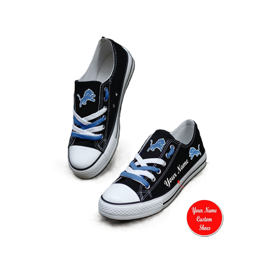 Detroit Lions Personalized  Low Top Sneakers, Football Lover Shoes, Gift For Fan