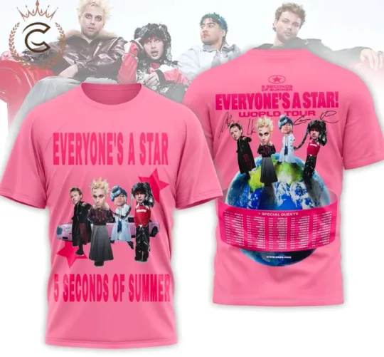 Discover 5 Seconds Of Summer Everyone's A Star World Tour 3D T-Shirt