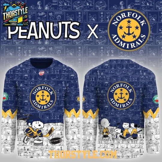 Discover Personalized Norfolk Admirals Pea.nuts Night 2026 Celebration Hockey Shirt Men's