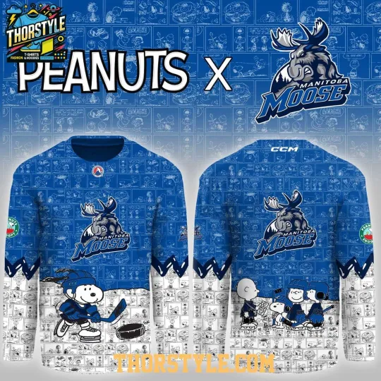 Discover Personalized Manitoba Moose Pea.nuts Night 2026 Snoo.py Game Hockey Shirt Men's