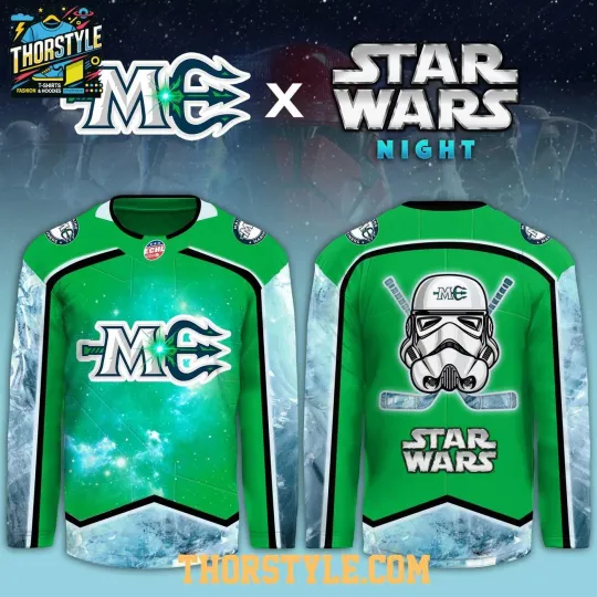 Discover Personalize Maine Mariners Star Wa.rs Night 2026 Stormtrooper Hockey Shirt Men's
