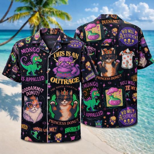 Discover Dungeon Crawler Carl Hawaiian Shirt, Princess Donut And Mongo Shirt, Fantasy Book Men Shirt, Bookish Shirt For Her