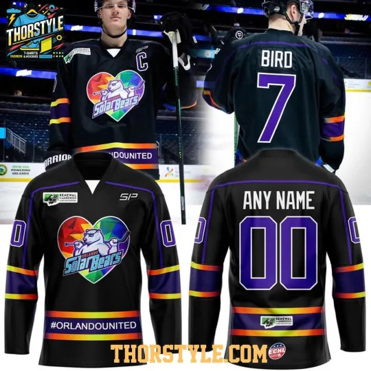 Discover Personalized Orlando Solar Bears Pride Night 2026 Rainbow Heart Hockey Shirt